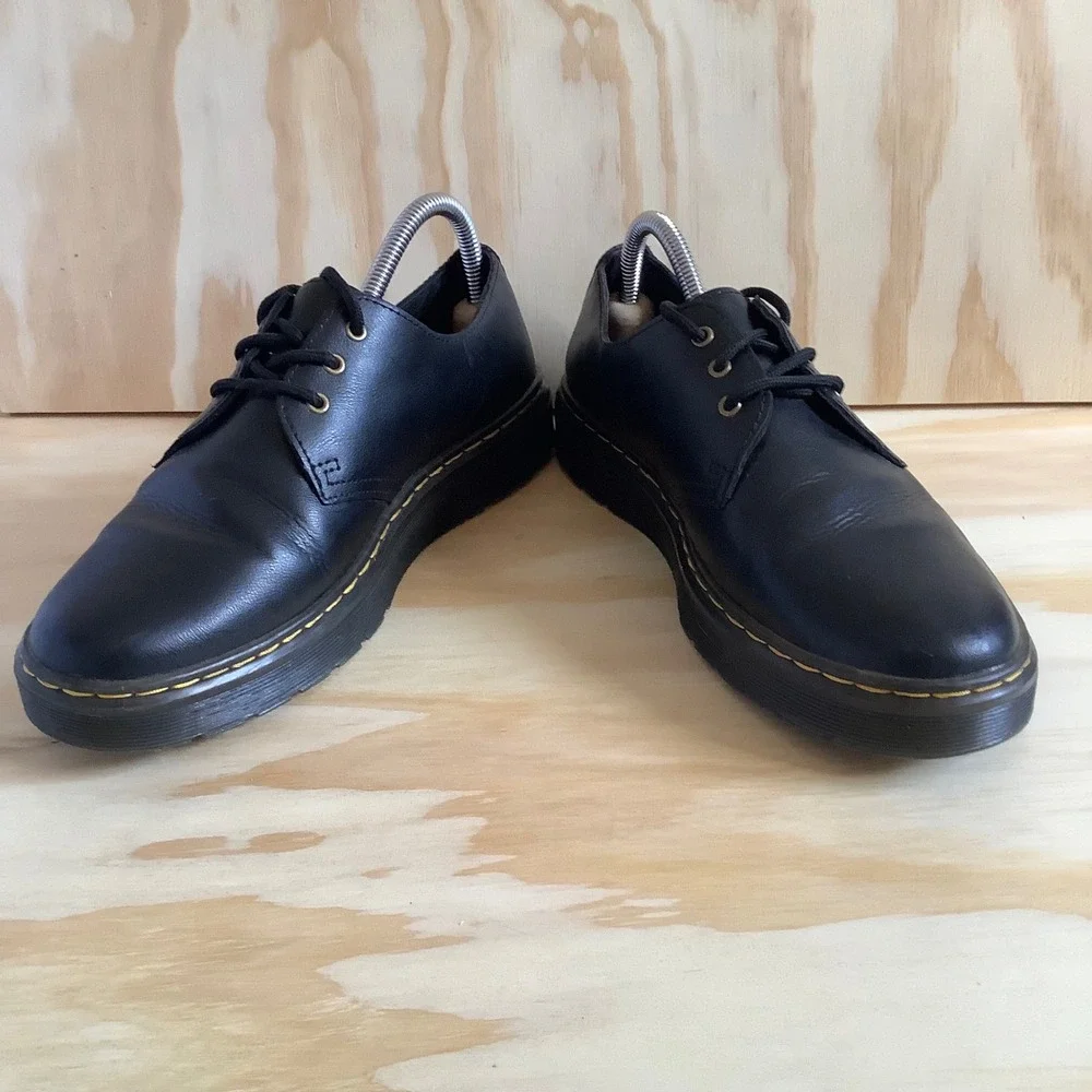 Dr. Martens Zavala Lo Black Leather Platform Oxford Shoes US L 9 M 8 LA004